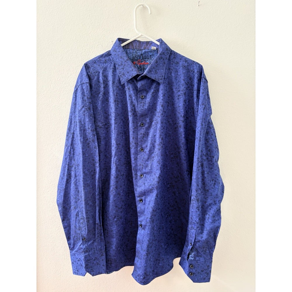 Robert Graham Classic Fit Long Sleeve Button Up Shirt Blue Pattern Men's 3XL